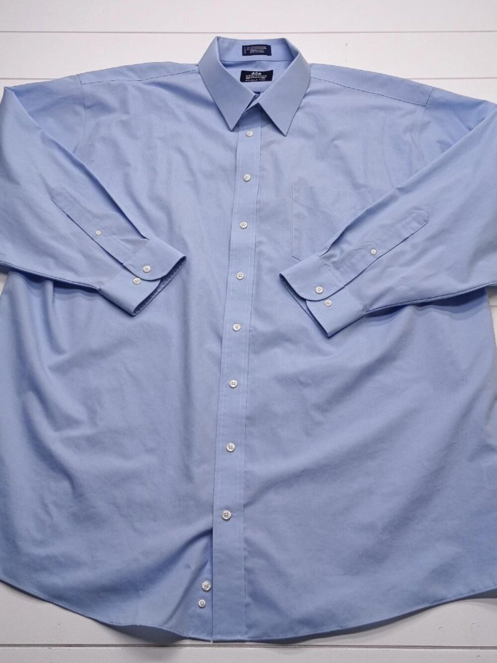 Stafford Men’s 19 34-35 Blue Wrinkle Free Dress Shirt Big Tall Classic - Picture 8 of 11